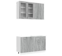 vidaXL Unidad de Cocina Lyon 4 pcs Sonoma Gris Madera de ingeniería, Unidad de Almacenamiento, Armario Moderno, Funcional, Personalizable, Estantería Organizada