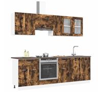 vidaXL Unidad de Cocina Lyon 8 uds. Roble Ahumado Madera de ingeniería | Hay mucho espacio para guardar todas tus cosas, Elegante y moderno, ideal para cocinas actuales,