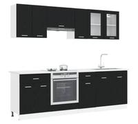 vidaXL Unidad de Cocina Lyon 8 pcs Roble Negro Madera de ingeniería, Almacenamiento de Cocina Personalizable, Muebles Modernos, instalación Sencilla, estanterías multipropósito
