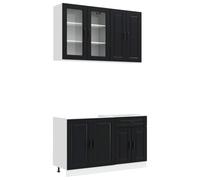 vidaXL Unidad de Cocina Porto 4 uds. Negro Madera de ingeniería
