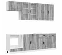 vidaXL Unidad de Cocina Porto 8 pcs Sonoma Gris Madera de ingeniería, Soluciones de Almacenamiento, gabinete Moderno, Muebles Que ahorran Espacio, organización Elegante para tu Cocina