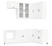 vidaXL Unidad de Cocina Porto 8 pcs Blanco Madera de ingeniería, Armario de Cocina, Mueble Moderno, Estantería Interior, Madera de Ingeniería, Organizador Práctico, Ahorra Espacio