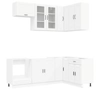 vidaXL Unidad de Cocina Porto 8 pcs Blanco Madera de ingeniería, Armario de Cocina, Mueble Moderno, Estantería Interior, Madera de Ingeniería, Organizador Práctico, Ahorra Espacio