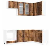 vidaXL Unidad de Cocina Porto 8 pcs Madera Envejecida, Armario de Cocina, Mueble Moderno, Estantería Interior, Madera de Ingeniería, Organizador Práctico, Ahorra Espacio