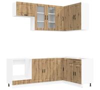 vidaXL Unidad de Cocina Porto 8 pcs Roble Artisan Madera de ingeniería, Armario de Cocina, Mueble Moderno, Estantería Interior, Madera de Ingeniería, Organizador Práctico, Ahorra Espacio