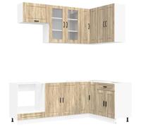 vidaXL Unidad de Cocina Porto 8 pcs Roble Sonoma Madera de ingeniería, Armario de Cocina, Mueble Moderno, Estantería Interior, Madera de Ingeniería, Organizador Práctico, Ahorra Espacio
