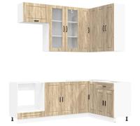 vidaXL Unidad de Cocina Porto 8 pcs Roble Sonoma Madera de ingeniería, Armario de Cocina, Mueble Moderno, Estantería Interior, Madera de Ingeniería, Organizador Práctico, Ahorra Espacio