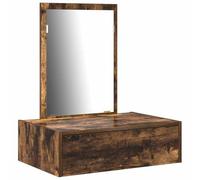 vidaXL Mueble de tocador rectangular con espejo de madera de roble ahumado, 60 x 40 x 70 cm, para dormitorio