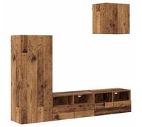 vidaXL Unidades de Pared para TV 4 pcs Madera Vieja, Mueble de TV Elegante, diseño Moderno, Almacenamiento en Pared, solución compacta, Centro de Entretenimiento