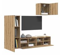 vidaXL Unidades de Pared para TV 4 pcs Roble Artesanal, Mueble de TV Elegante, diseño Moderno, Almacenamiento en Pared, solución compacta, Centro de Entretenimiento