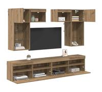 vidaXL Unidades de Pared para TV 6 pcs Madera Vieja 100 x 30 x 40 cm, Sala Moderna, Centro de Medios Rectangular, Unidades para TV, Mueble de Entretenimiento, soluciones para Almacenamiento