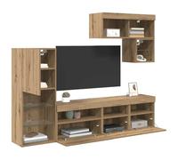 vidaXL Unidades de Pared para TV 6 pcs Roble Artesanal, Armario Moderno para Sala, Unidad de Almacenamiento montada en la Pared, estantería Funcional, Centro Compacto para TV