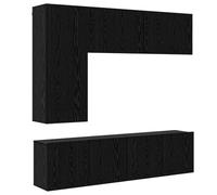 vidaXL Unidades de Pared para TV Montaje en la Pared 5 pcs Roble Negro, Sala Moderna, Mueble para TV Elegante, Consola de Medios con Amplio Espacio, diseño con Compartimentos