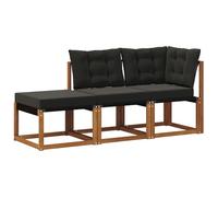 vidaXL Unidades de Sofá Modular de Exterior con cojín 3 Pieza Natural, Muebles de balcón, Estilo Moderno al Aire Libre, Resistente, Madera de Acacia, Ideal para Relax en el jardín
