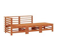 vidaXL Unidades de sofá seccional 3 Pieza Marrón Cera Pino Macizo, Jardín y terraza, Rectangular, sofá seccional Exterior, Lounge contemporáneo, sofá Modular, Asientos Resistentes a la Intemperie, mu