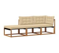 vidaXL Unidades de Sofá Seccional para Exterior 3 Pieza Natural, Muebles de Balcón, Estilo Moderno al Aire Libre, Conjunto de Lounge de Madera Acacia Duradera para Relajación y Confort Versátiles en