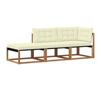vidaXL Unidades de Sofá Seccional para Exterior 3 Pieza Natural, Muebles de Balcón, Estilo Moderno al Aire Libre, Conjunto de Lounge de Madera Acacia Duradera para Relajación y Confort Versátiles en