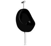 vidaXL Urinario Porcelana Montaje Pared Masculino Válvula Sifón Descarga Tubo Desagüe Incluidos Conjunto Inodoro Cerámica WC Diseño Forma Oval Negro