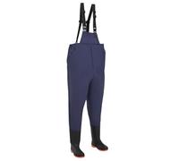 vidaXL Vadeador con botas de poliéster recubierto de PVC, talla 43, color azul, impermeable, ajustable para aventuras al aire libre, equipo deportivo y de ocio