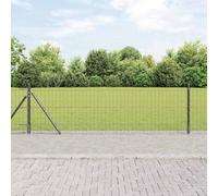 vidaXL Valla con Poste Gris 0,4 x 10 m Acero y PVC, Jardín y terraza, diseño Moderno, Cerca Duradera, Paneles con Estilo, Barrera Resistente al Clima