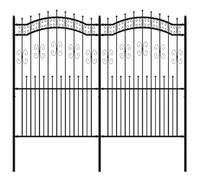 vidaXL Valla de Jardín Panel de Valla Borde al Aire Libre Cercado para Huertos Valla Decorativa con Punta de Lanza Acero Recubierto Negro 222cm