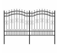 vidaXL Valla de Jardín Panel de Valla Borde al Aire Libre Cercado para Huertos Valla Decorativa con Punta de Lanza Acero Recubierto Negro 165cm