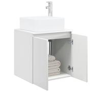 vidaXL Vanidad con Lavabo de Pared Blanco Brillante 49,5 x 41 x 63 cm, Espejo de Pared Moderno, solución compacta para el baño, Almacenamiento Que Ahorra Espacio, diseño Minimalista