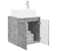 vidaXL Vanidad con Lavabo de Pared Gris Hormigón 49,5 x 41 x 63 cm, Espejo de Pared Moderno, solución compacta para el baño, Almacenamiento Que Ahorra Espacio, diseño Minimalista