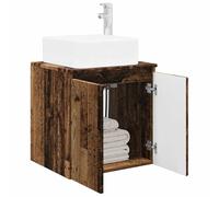 vidaXL Vanidad con Lavabo de Pared Madera Envejecida 49,5 x 41 x 63 cm, Espejo de Pared Moderno, solución compacta para el baño, Almacenamiento Que Ahorra Espacio, diseño Minimalista