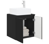 vidaXL Vanidad con Lavabo de Pared Negro 49,5 x 41 x 63 cm, Espejo de Pared Moderno, solución compacta para el baño, Almacenamiento Que Ahorra Espacio, diseño Minimalista