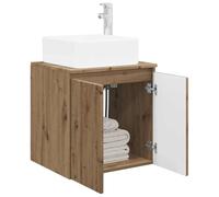 vidaXL Vanidad con Lavabo de Pared Roble Artesanal 49,5 x 41 x 63 cm, Espejo de Pared Moderno, solución compacta para el baño, Almacenamiento Que Ahorra Espacio, diseño Minimalista