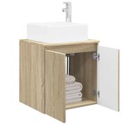 vidaXL Vanidad con Lavabo de Pared Roble Sonoma 49,5 x 41 x 63 cm, Espejo de Pared Moderno, solución compacta para el baño, Almacenamiento Que Ahorra Espacio, diseño Minimalista