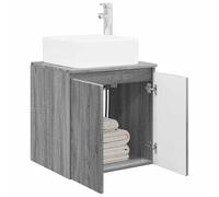 vidaXL Vanidad con Lavabo de Pared Sonoma Gris 49,5 x 41 x 63 cm, Espejo de Pared Moderno, solución compacta para el baño, Almacenamiento Que Ahorra Espacio, diseño Minimalista