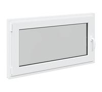 vidaXL Ventana de sótano RISOR 110 x 60 cm PVC y Vidrio Blanco, Sótano, Aislante Térmico Moderno y Duradero para Ventanas Eficientes, Accesorios de Vidrio PVC Aislantes
