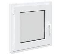 vidaXL Ventana de sótano RISOR 60 x 60 cm PVC y Vidrio Blanco, Sótano, Aislante Térmico Moderno y Duradero para Ventanas Eficientes, Accesorios de Vidrio PVC Aislantes