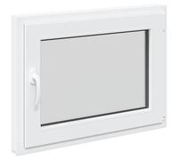 vidaXL Ventana de sótano RISOR 80 x 60 cm PVC y Vidrio Blanco, Sótano, Aislante Térmico Moderno y Duradero para Ventanas Eficientes, Accesorios de Vidrio PVC Aislantes