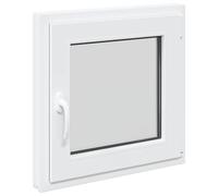 vidaXL Ventana de sótano RISOR 60 x 60 cm PVC y Vidrio Blanco, Sótano, Aislante Térmico Moderno y Duradero para Ventanas Eficientes, Accesorios de Vidrio PVC Aislantes