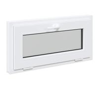 vidaXL Ventana de sótano RISOR 80 x 40 cm PVC y Vidrio Blanco, Diseño Moderno de sótano, instalación de Ventanas rectangulares, PVC Duradero para luz y ventilación