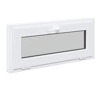 vidaXL Ventana de sótano RISOR 90 x 40 cm PVC y Vidrio Blanco, Diseño Moderno de sótano, instalación de Ventanas rectangulares, PVC Duradero para luz y ventilación
