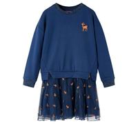 Vestido Infantil de Manga Larga Ropa de Niños Cuello Redondo Azul Marino 104