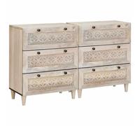 vidaXL Vitrina 2 pcs Blanco 60 x 33 x 75 cm Madera Maciza de Mango, Aparador de Madera rústica, Almacenamiento versátil, Mueble Elegante para Comedor y decoración de Sala