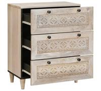 vidaXL Vitrina Blanco 60 x 33 x 75 cm Madera Maciza de Mango, Aparador de Madera de Mango, Gabinete Rectangular, Mueble Rústico, Organizador para Comedor, Solución para el Hogar