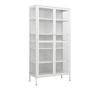 Vidaxl vitrina de acero y vidrio templado blanca 90x40x180 cm