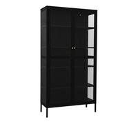 Vidaxl vitrina de acero y vidrio templado negra 90x40x180 cm