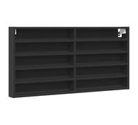 vidaXL Vitrina de madera de ingeniería negra 100x8,5x50 cm montada en la pared