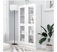vidaXL Vitrina Armario de Libros Revistas Estantería Estante Soporte Almacenamiento Oficina Hogar Casa Decoración de Contrachapada Blanco Brillante