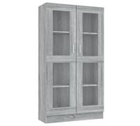 vidaXL Vitrina Estantería Alacena Librería Armario Auxiliar Lateral Estudio Oficina Archivador Libros Madera Contrachapada Gris Sonoma