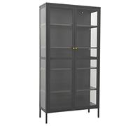 vidaXL Vitrina Estantería Alacena Porcelana Armario Lateral Estudio Oficina Revistas Libros de Acero y Vidrio Templado Gris Antracita 90x40x180 cm