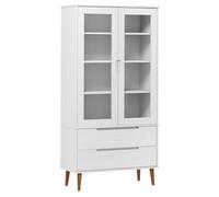 vidaXL Vitrina Estantería Almacenamiento Compartimentos Puertas Cajones Armario Aparador Sala de Estar Hogar Madera Maciza de Pino Blanco