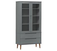 vidaXL Vitrina Estantería Almacenamiento Compartimentos Puertas Cajones Armario Aparador Sala de Estar Hogar Madera Maciza de Pino Gris
